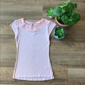 Ted Baker Ruffled Collar Keyhole Back Top Sz 0